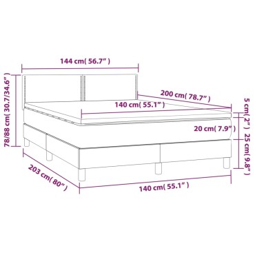vidaXL Κρεβάτι Boxspring με Στρώμα Ροζ 140x200cm Βελούδινο 1 τεμ. - Διπλό