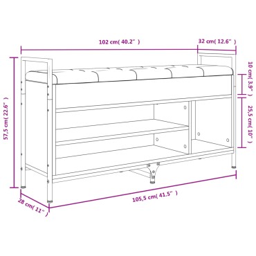 vidaXL Παπουτσοθήκη Καφέ Δρυς 105,5x32x57,5cm από Επεξεργασμένο Ξύλο 1 τεμ.