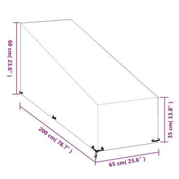 vidaXL Κάλυμμα Ξαπλώστρας με 12 Κρίκους 200x65x35/60cm Πολυαιθυλένιο 1 τεμ.