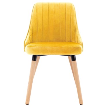 vidaXL Καρέκλες Τραπεζαρίας 2 τεμ. Κίτρινες Βελούδινες 50x55x88cm
