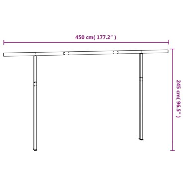 vidaXL Στύλοι Τέντας Σετ Λευκοί 450 x 245 εκ. από Σίδερο