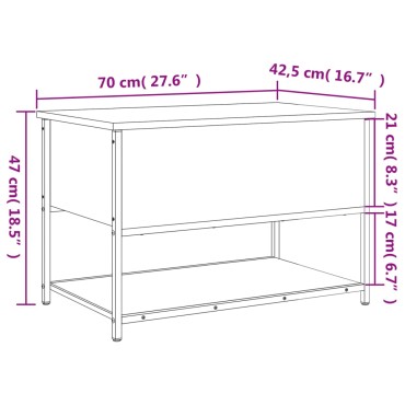 vidaXL Παγκάκι Αποθήκευσης Sonoma Δρυς 70x42,5x47cm Επεξεργ. Ξύλο 1 τεμ.