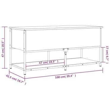 vidaXL Παγκάκι Αποθήκευσης Καφέ Δρυς 100x42,5x47cm από Επεξ. Ξύλο 1 τεμ.