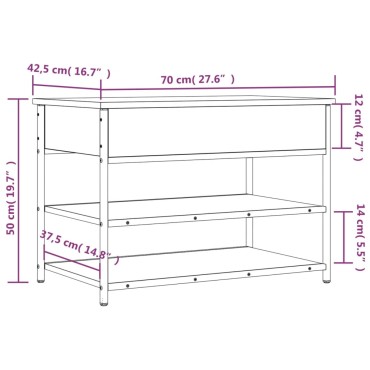 vidaXL Παπουτσοθήκη Γκρι Sonoma 70x42,5x50cm από Επεξεργασμένο Ξύλο 1 τεμ.