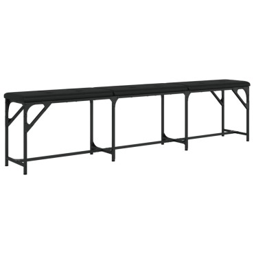 vidaXL Πάγκος Τραπεζαρίας Μαύρος 186x32x45cm Ατσάλι/Συνθετικό Δέρμα 1 τεμ.