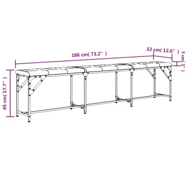 vidaXL Πάγκος Τραπεζαρίας Μαύρος 186x32x45cm Ατσάλι/Συνθετικό Δέρμα 1 τεμ.