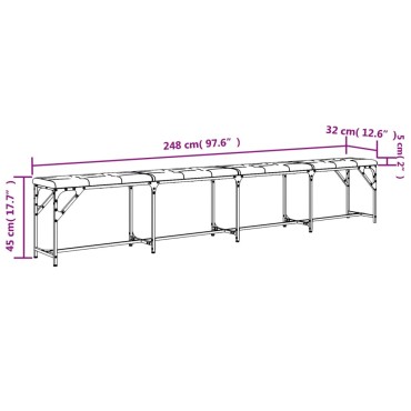 vidaXL Πάγκος Τραπεζαρίας Σκούρο Γκρι 248x32x45cm Ατσάλι / Ύφασμα 1 τεμ.