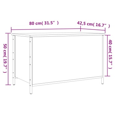 vidaXL Παγκάκι Αποθήκευσης Καφέ Δρυς 80x42,5x50cm από Επεξ. Ξύλο 1 τεμ.