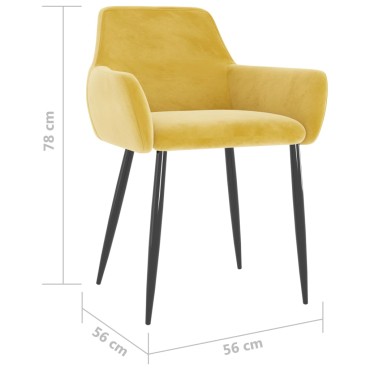 vidaXL Καρέκλες Τραπεζαρίας 2 τεμ. Κίτρινο Μουσταρδί Βελούδινες 40x40cm