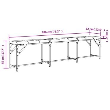 vidaXL Πάγκος Τραπεζαρίας Σκούρο Γκρι 186x32x45cm Ατσάλι / Ύφασμα 1 τεμ.