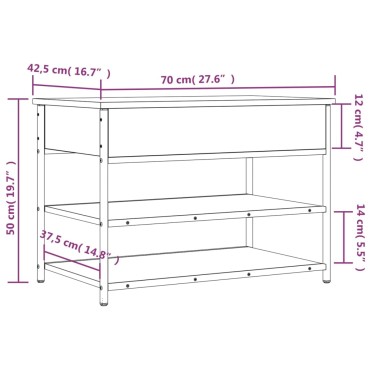 vidaXL Παπουτσοθήκη Καφέ Δρυς 70x42,5x50cm από Επεξεργασμένο Ξύλο 1 τεμ.