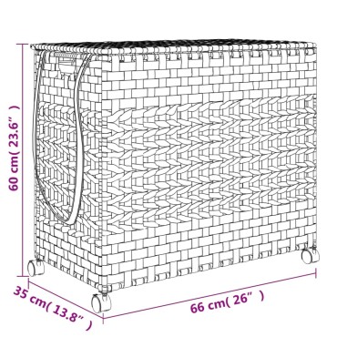 vidaXL Καλάθι Άπλυτων με Τροχούς Σκούρο Καφέ 66x35x60 εκ. από Ρατάν