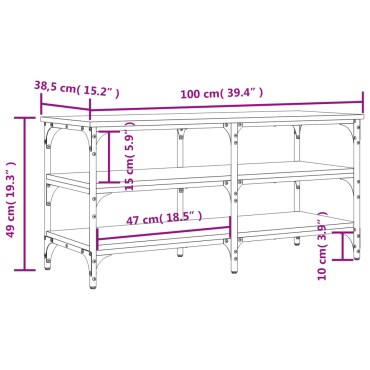 vidaXL Παπουτσοθήκη Μαύρη 100x38,5x49cm από Επεξεργασμένο Ξύλο 1 τεμ.