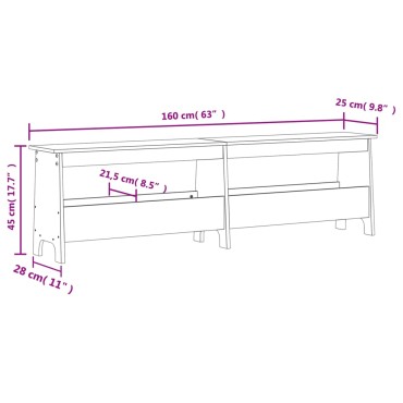 vidaXL Παγκάκι Χολ Καφέ Κεριού 160x28x45cm από Μασίφ Ξύλο Πεύκου 1 τεμ.