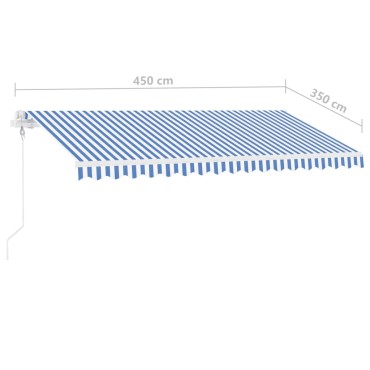 vidaXL Τέντα Αυτόματη Ανεξάρτητη Μπλε/Λευκό 450x350 εκ.