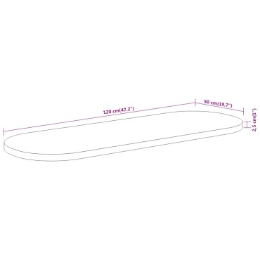 vidaXL Επιφάνεια Τραπεζιού Οβάλ 120x50x2,5cm Μασίφ Ξύλο Ακακίας 1 τεμ.