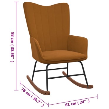 vidaXL Πολυθρόνα Κουνιστή Καφέ Βελούδινη 61x78x98cm 1 τεμ.