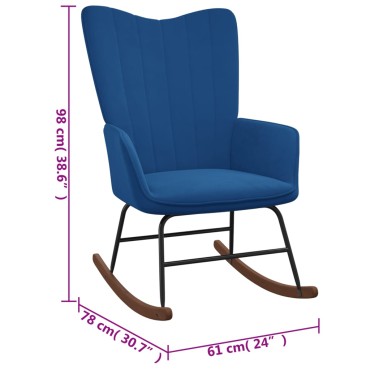 vidaXL Πολυθρόνα Κουνιστή Μπλε Βελούδινη 61x78x98cm 1 τεμ.