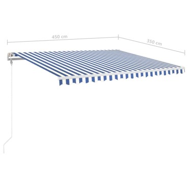 vidaXL Τέντα Συρόμενη Αυτόματη Μπλε / Λευκό 450 x 350 εκ.