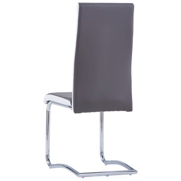 vidaXL Καρέκλες Τραπεζαρίας «Πρόβολος» 4 τεμ. Γκρι από Συνθετικό Δέρμα 42x52,5x100cm