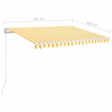 vidaXL Τέντα Συρόμενη Χειροκίνητη με LED Κίτρινο / Λευκό 350 x 250 εκ.