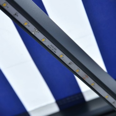 vidaXL Τέντα Συρόμενη Χειροκίνητη με LED Μπλε / Λευκό 350 x 250 εκ.