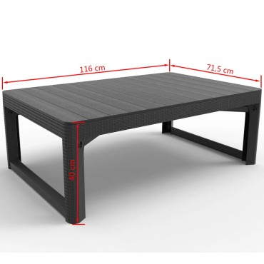 Keter Τραπέζι Κήπου Lyon Χρώμα Γραφίτη 116x71,5x(40-66)cm 1 τεμ.