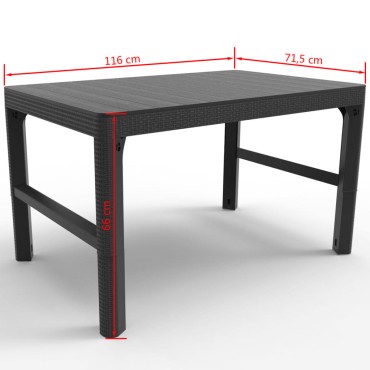 Keter Τραπέζι Κήπου Lyon Χρώμα Γραφίτη 116x71,5x(40-66)cm 1 τεμ.