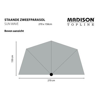 Madison Ομπρέλα Βεράντας Sun Wave Χρώμα Taupe 270 x 150 εκ. PAC3P015