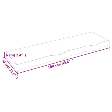 vidaXL Πάγκος Μπάνιου 100x30x(2-6) εκ. από Ακατέργαστο Μασίφ Ξύλο