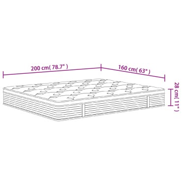 vidaXL Στρώμα με Pocket Springs Μεσαία Σκληρότητα 160x200cm 1 τεμ. - Διπλό