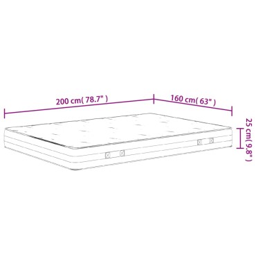 vidaXL Στρώμα με Pocket Springs Μεσαία Σκληρότητα 160x200cm 1 τεμ. - Διπλό