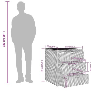 vidaXL Ντουλάπι Αποθήκευσης Κήπου Μαύρο 55x59x69cm Συνθετικό Ρατάν