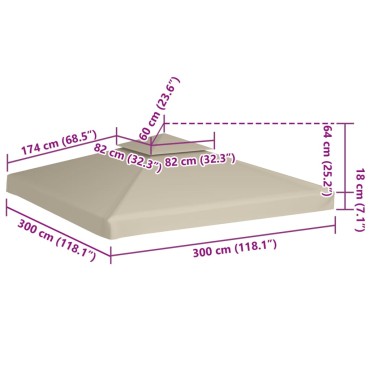 vidaXL Κάλυμμα Ανταλλακτικό για Κιόσκι 310 γρ./μ² Πράσινο 3 x 3 μ.