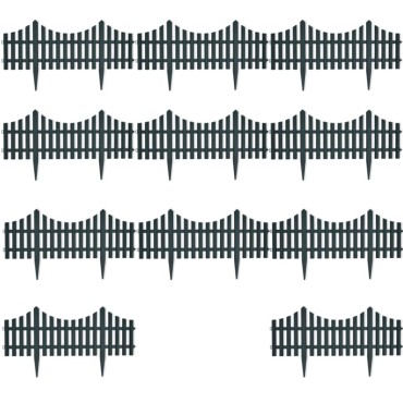 vidaXL Διαχωριστικό Γκαζόν Φράχτης Πράσινο 17 Τεμ. / 10 μ.