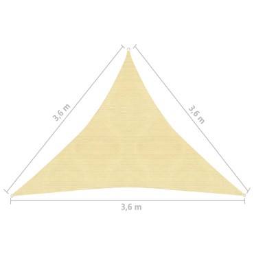 vidaXL Πανί Σκίασης Τριγωνικό Μπεζ 3,6 x 3,6 x 3,6 μ. από HDPE