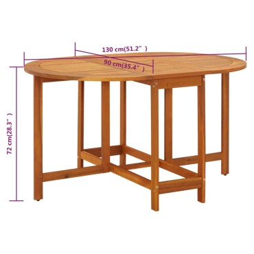 vidaXL Τραπέζι Κήπου 130x90x72cm από Μασίφ Ξύλο Ακακίας 1 τεμ.