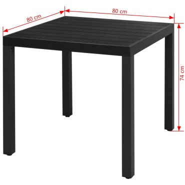 vidaXL Τραπέζι Κήπου Μαύρο 80x80x74cm από Αλουμίνιο / WPC 1 τεμ.