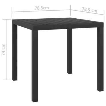 vidaXL Τραπέζι Κήπου Μαύρο 80x80x74cm από Αλουμίνιο / WPC 1 τεμ.