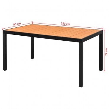 vidaXL Τραπέζι Κήπου Καφέ 150x90x74cm από Αλουμίνιο / WPC 1 τεμ.