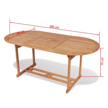 vidaXL Τραπέζι Κήπου 180x90x75cm από Μασίφ Ξύλο Teak 1 τεμ.