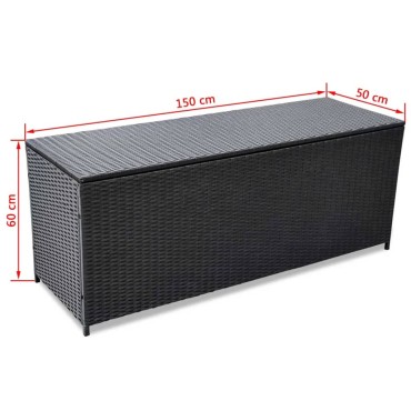 vidaXL Κουτί Αποθήκευσης Κήπου Μαύρο 150x50x60cm από Συνθετικό Ρατάν 1 τεμ.