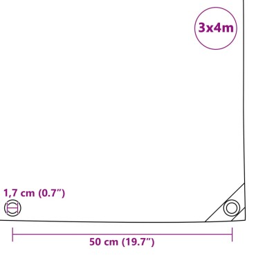 vidaXL Μουσαμάς 650 γρ./μ.² Γκρι 3 x 4 μ.