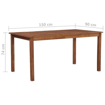 vidaXL Τραπέζι Κήπου 150x90x74cm από Μασίφ Ξύλο Ακακίας 1 τεμ.