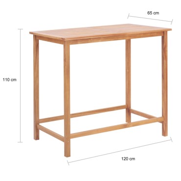 vidaXL Τραπέζι Μπαρ Κήπου 120x65x110cm από Μασίφ Ξύλο Teak 1 τεμ.