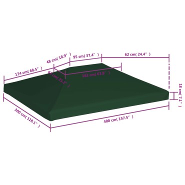 vidaXL Κάλυμμα για Κιόσκι Πράσινο 4 x 3 μ. 310 γρ./μ²