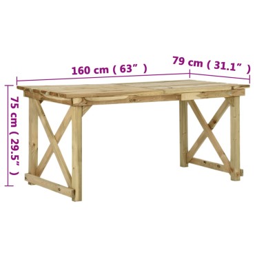 vidaXL Τραπέζι Κήπου 160x79x75cm Ξύλινο 1 τεμ.