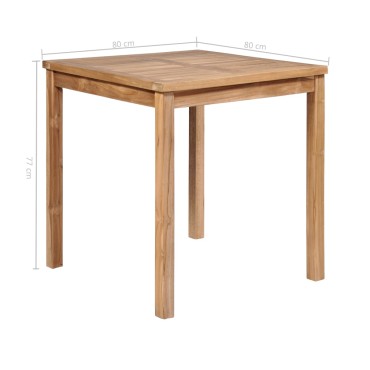 vidaXL Τραπέζι Κήπου 80x80x77cm από Μασίφ Ξύλο Teak 1 τεμ.