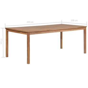 vidaXL Τραπέζι Κήπου 200x100x77cm από Μασίφ Ξύλο Teak 1 τεμ.