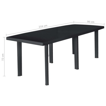 vidaXL Τραπέζι Κήπου Ανθρακί 216x90x72cm Πλαστικό 1 τεμ.